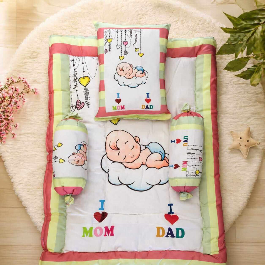 Baby Bedding Set with Pillow & Side Bolsters | Soft & Comfortable Sleeping Nest for Baby