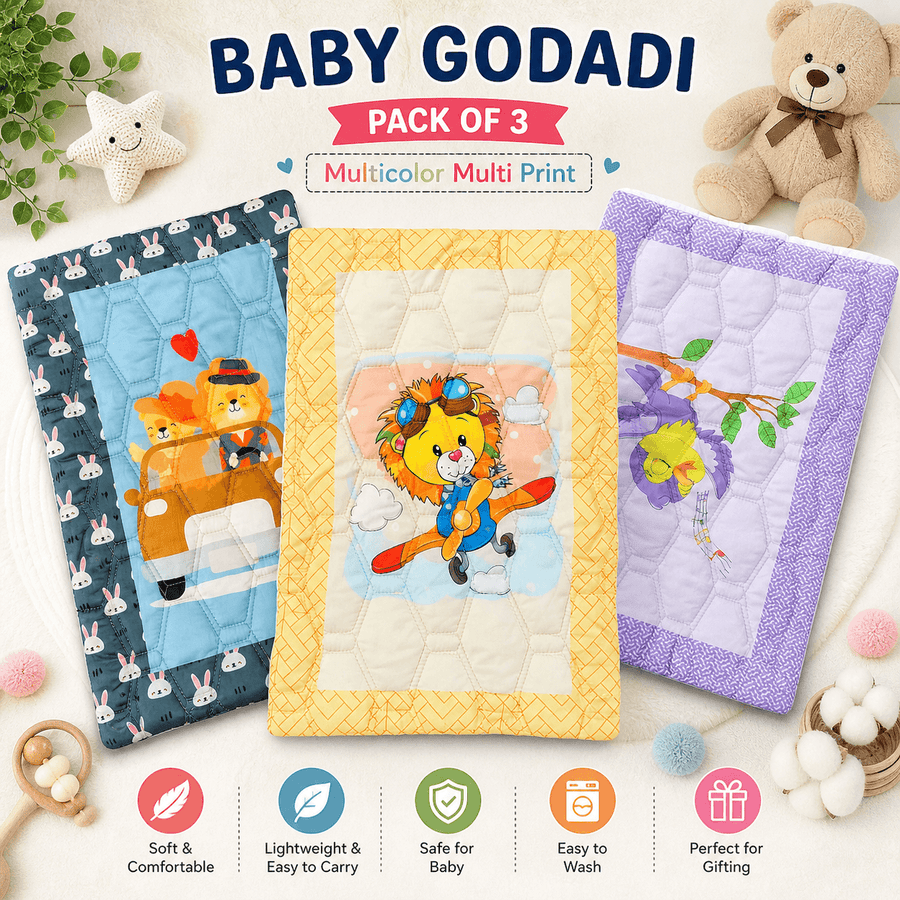 Multicolor Multi Print Baby Godadi (Pack of 3)