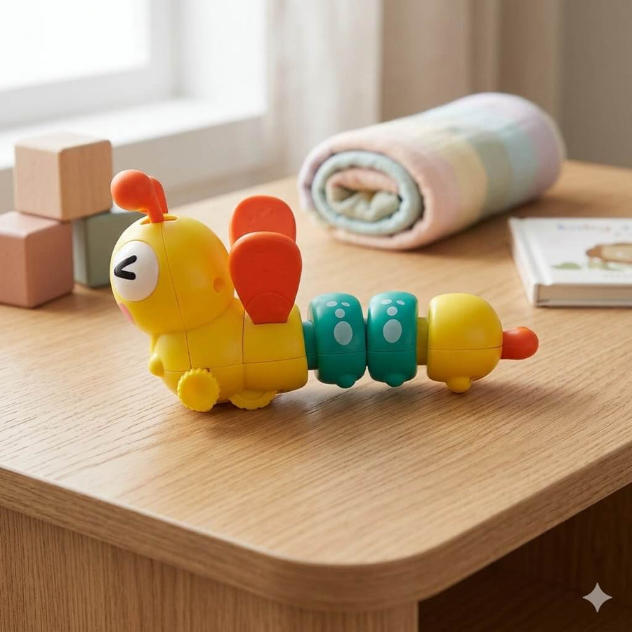 Wiggle Wings Moving Toy for Kids | Colorful Wind-Up Crawling Baby Toy with Flapping Wings