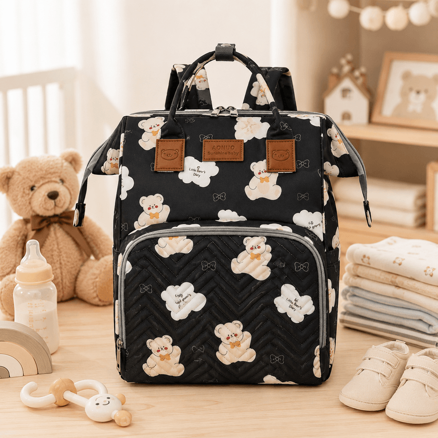 Mommy Bag Cute & Spacious | Cute Teddy Print Mother Bag Backpack