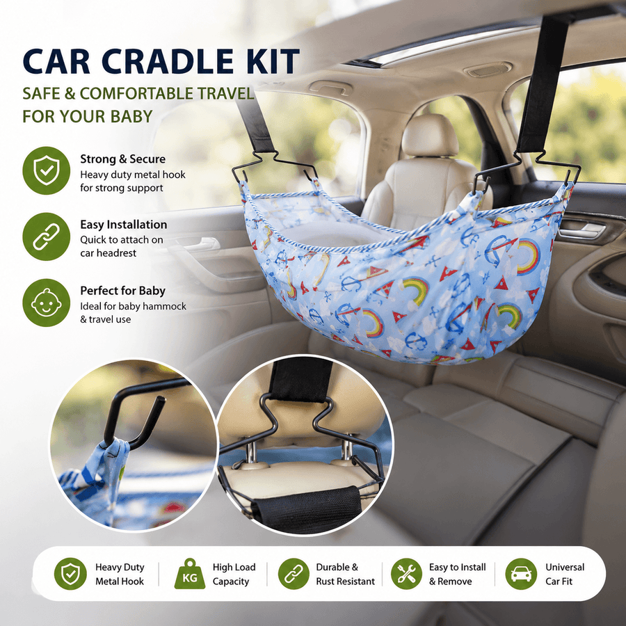 Baby Car Cradle Kit for Travel | Portable Hanging Hammock Bed for Baby