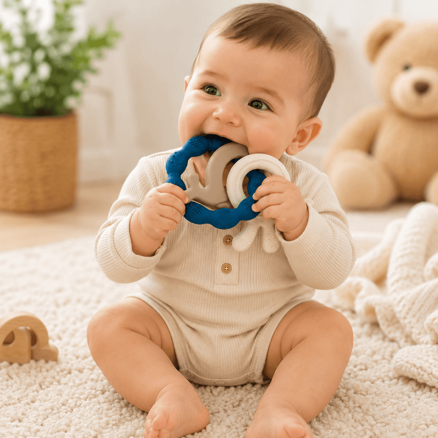 Silicone Baby Teether Toy | Soft BPA Free Teething Ring for Babies