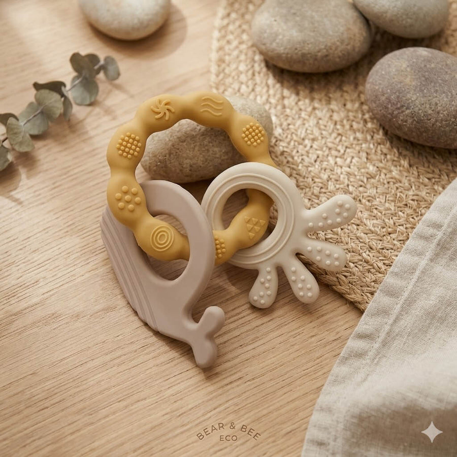Silicone Baby Teether Toy | Soft BPA Free Teething Ring for Babies