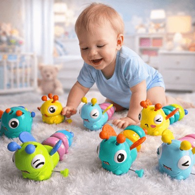 Wiggle Wings Moving Toy for Kids | Colorful Wind-Up Crawling Baby Toy with Flapping Wings