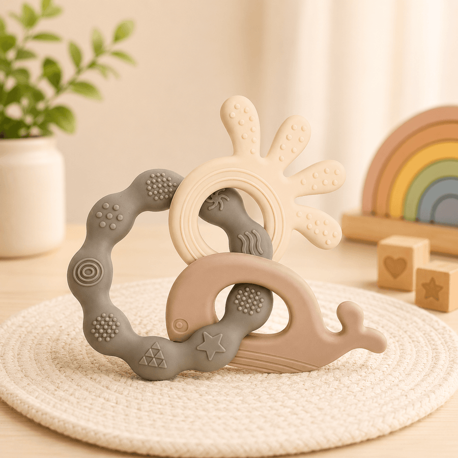 Silicone Baby Teether Toy | Soft BPA Free Teething Ring for Babies