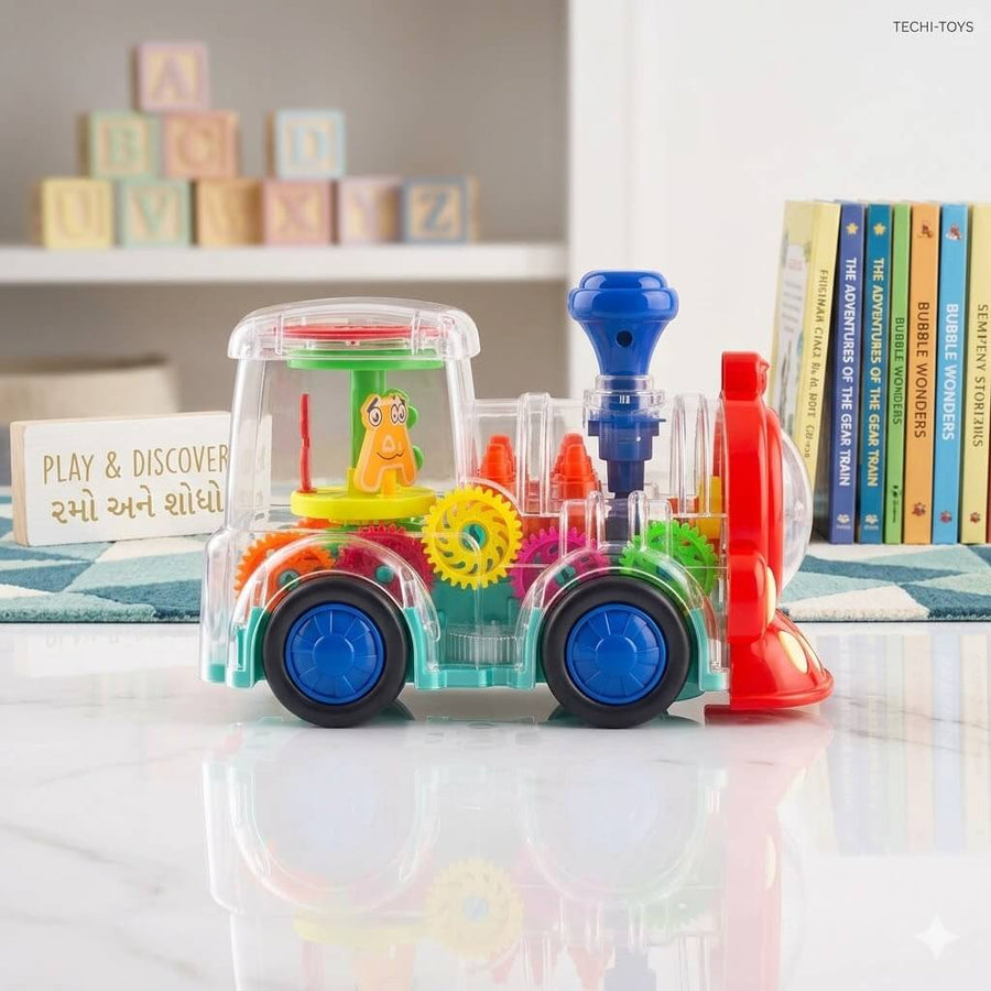Gear Train Toy for Kids with Lights & Moving Parts