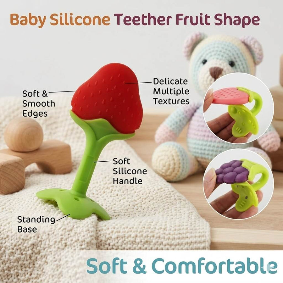 Premium Baby Essentials Combo Set | Fruit Feeder + Silicone Fruit Teether + Soft Feeding Spoon | BPA Free Baby Feeding Kit