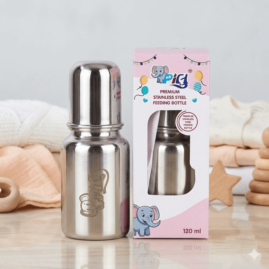 Premium Stainless Steel Baby Feeding Bottle | 120ml Milk Bottle for Baby