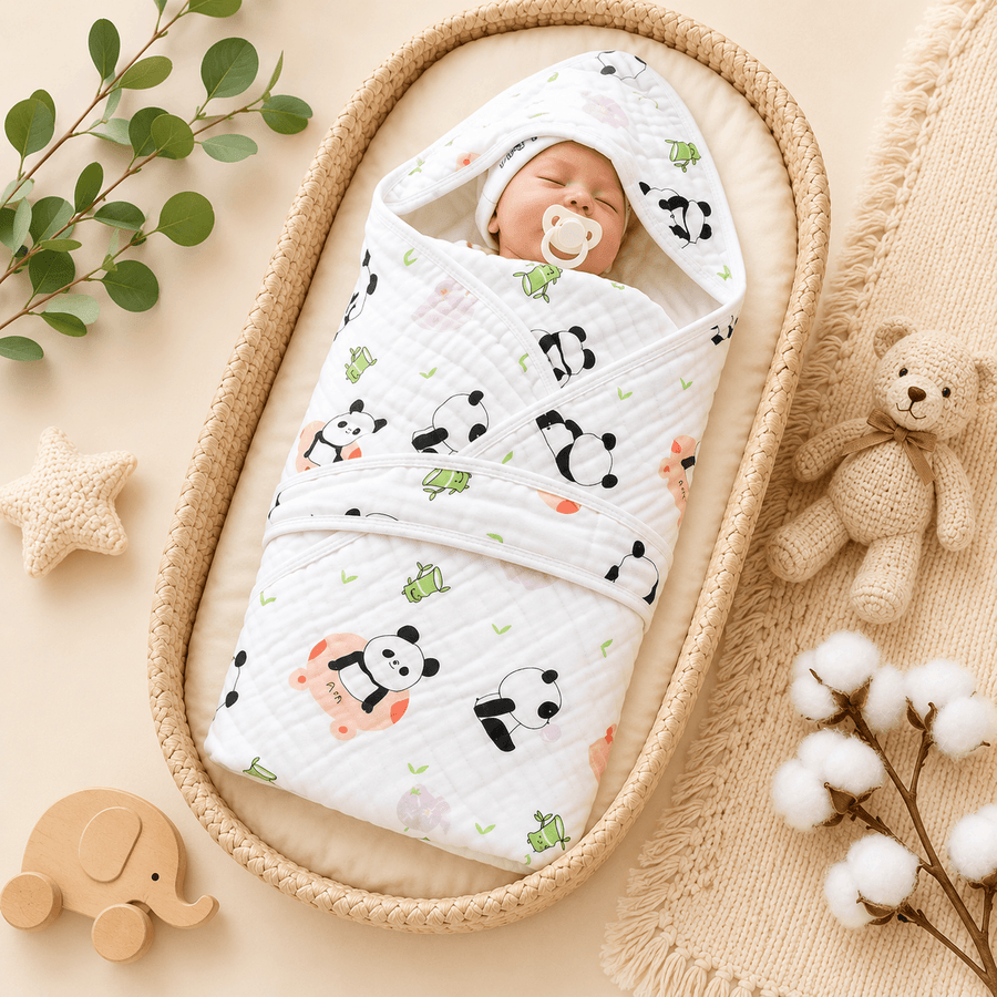 Baby Muslin Cap Towel | Ultra Soft Hooded Muslin Towel for Newborn Baby