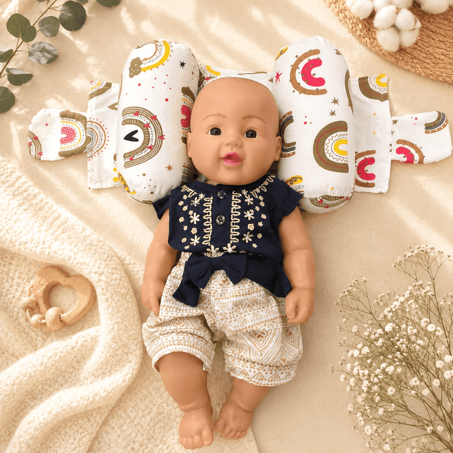 100% Cotton Baby Adjustable Head Support Pillow | Baby Neck Support Pillow | Newborn Head Shaping Pillow