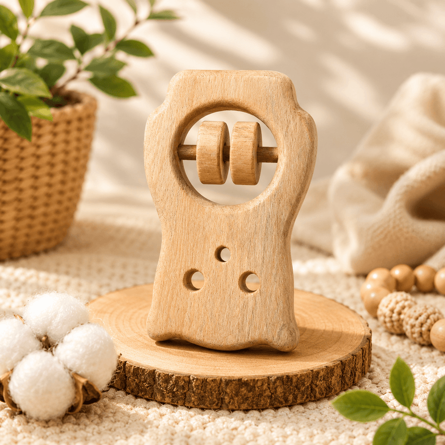 Wooden Baby Rattle Toy | Natural Handheld Sensory Toy for Babies (Set of 3 Designs)