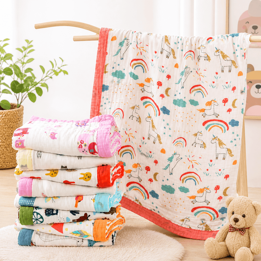 Premium Muslin Baby Blanket | Soft Lightweight Baby Dohar | Multi Print