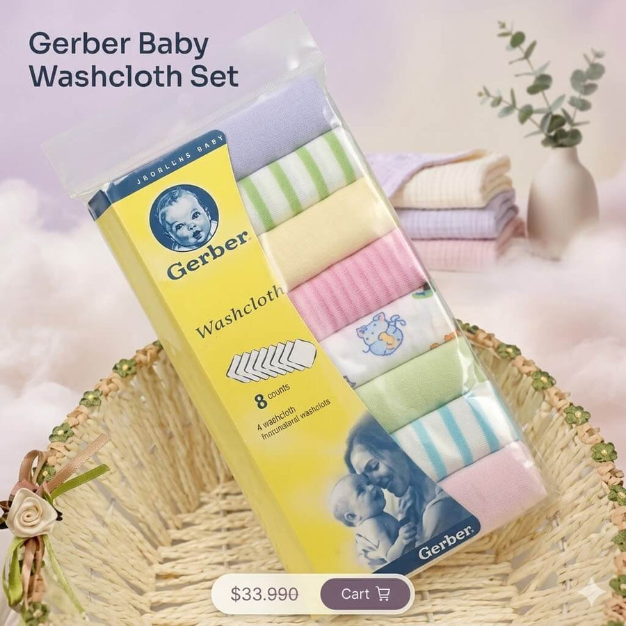 Multicolor Gerber Soft Cotton Baby Hanky Pack of 8 | Hand Napkins for Babies