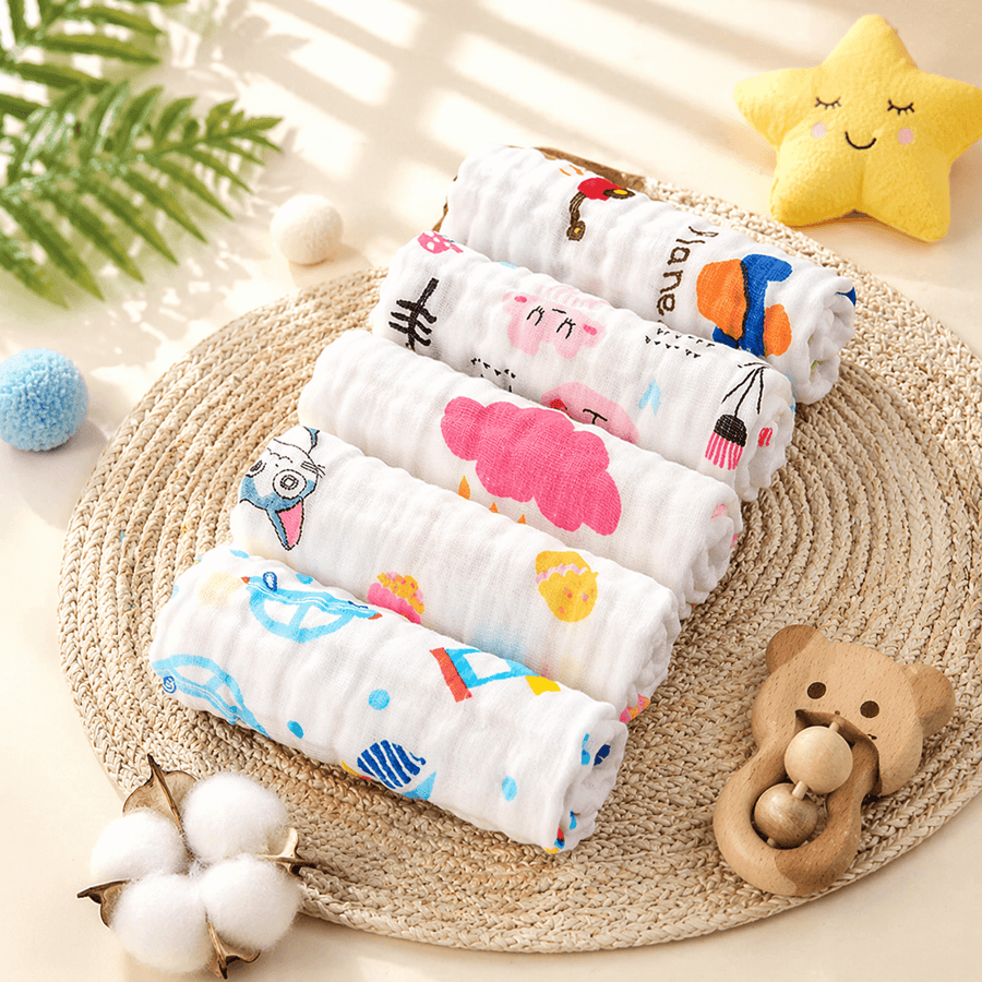 Soft Muslin Cotton Baby Handkerchief (Henky) Pack of 5 | Ultra Soft & Absorbent for Kids