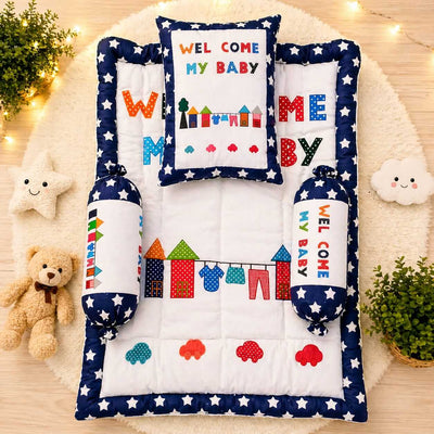 Baby Bedding Set with Pillow & Side Bolsters | Soft & Comfortable Sleeping Nest for Baby