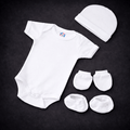 Newborn Baby Clothing Set (4 Pcs) | White Romper, Cap, Mittens & Booties Combo