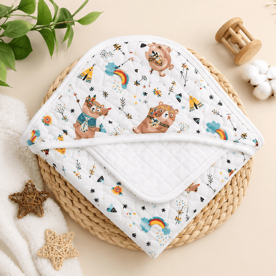 Baby Muslin Cap Towel | Ultra Soft Hooded Muslin Towel for Newborn Baby