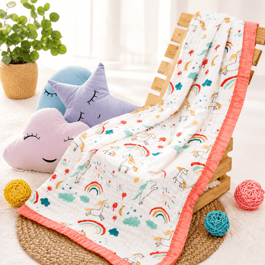 Premium Muslin Baby Blanket | Soft Lightweight Baby Dohar | Multi Print