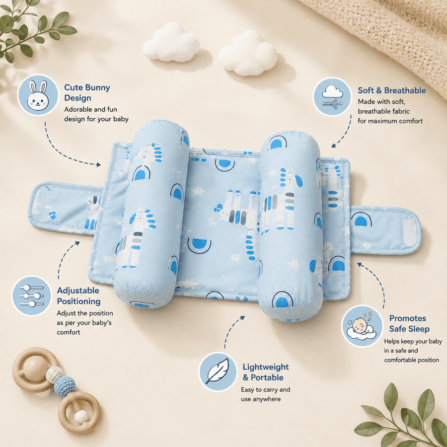 100% Cotton Baby Adjustable Head Support Pillow | Baby Neck Support Pillow | Newborn Head Shaping Pillow