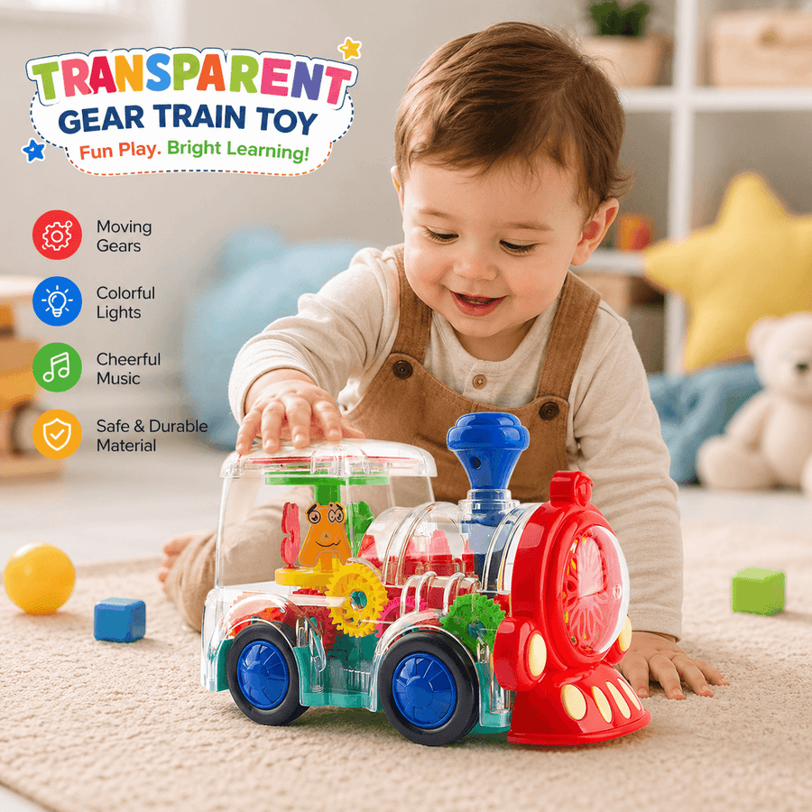 Gear Train Toy for Kids with Lights & Moving Parts
