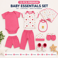 13 Pcs Premium Newborn Baby Essentials Set | Romper & Accessories Combo