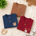 Baby Full Sleeve Front Open Rib Cotton Shirt | Soft & Comfortable