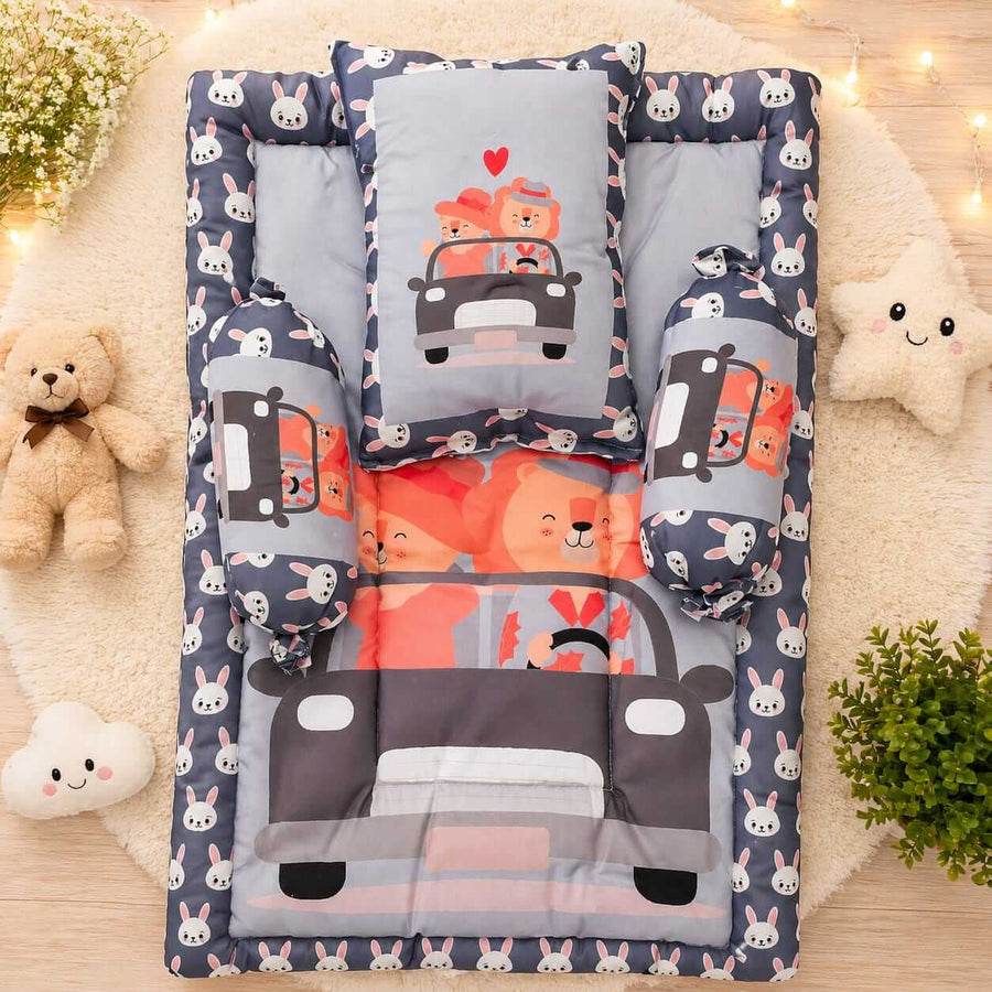 Baby Bedding Set with Pillow & Side Bolsters | Soft & Comfortable Sleeping Nest for Baby