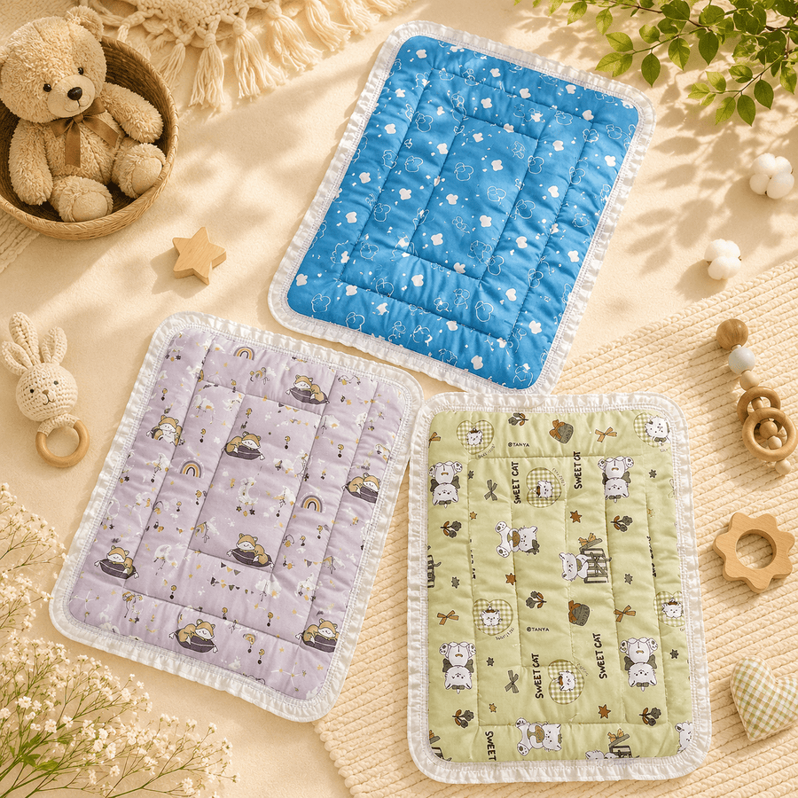 Pure Cotton Baby Changing Mat Combo Pack of 6 / Multi Color & Cute Printed Designs