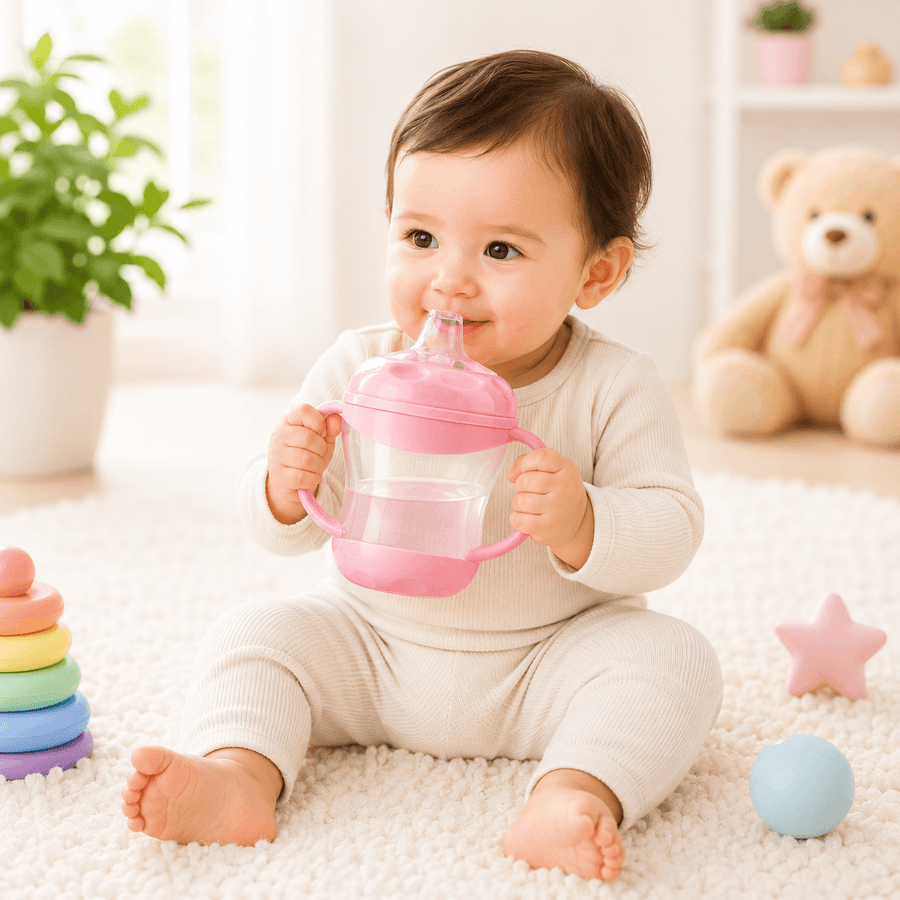 Baby Training Sipper Cup with Handles – Soft Silicone Spout (Multi Color)