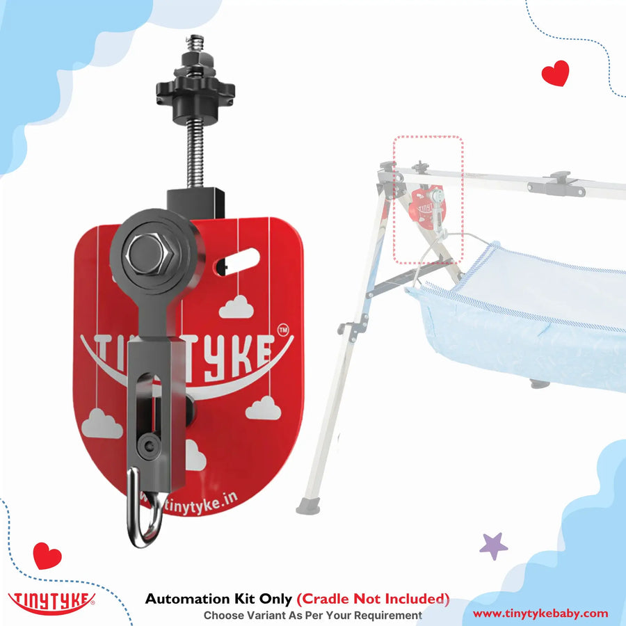 Automatic Baby Cradle Swing Kit for Traditional Jhula | Heavy-Duty Metal, Adjustable Speed, Shock-Proof – 20kg Load, Made in India Red (only Automation kit And 2 SS Hanger)(Cradle not Included)