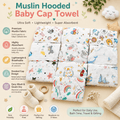Baby Muslin Cap Towel | Ultra Soft Hooded Muslin Towel for Newborn Baby