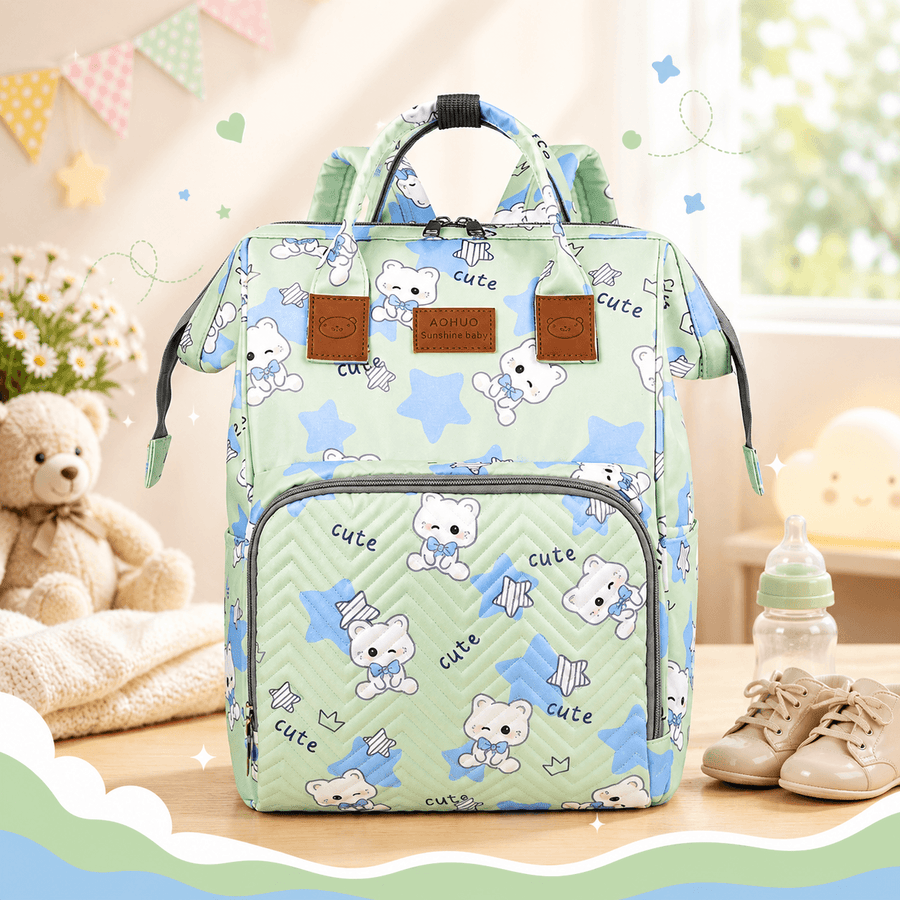 Mommy Bag Cute & Spacious | Cute Teddy Print Mother Bag Backpack
