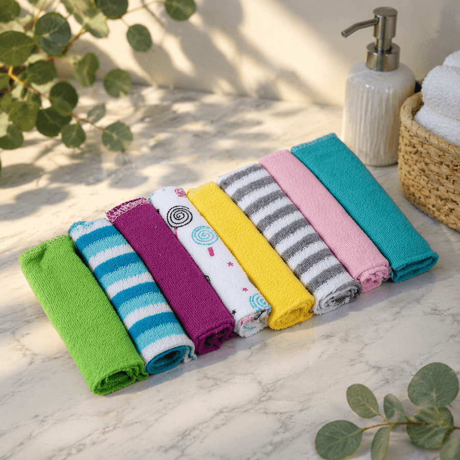 Multicolor Gerber Soft Cotton Baby Hanky Pack of 8 | Hand Napkins for Babies