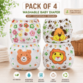 Baby Washable Reusable Cloth Diapers (Pack of 4) – Adjustable, Leak-Proof & Soft (0-24 Months)