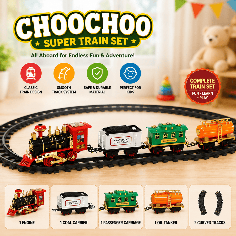 Classic Choo Choo Super Train Set for Kids | Toy Train Track Set
