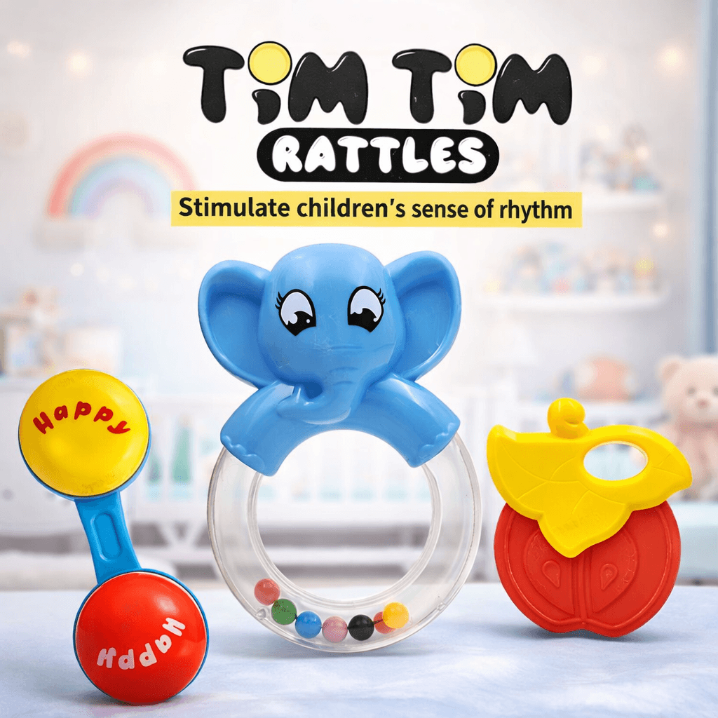 Tim Tim Baby Rattle Toy Set (3 Pcs) for Kids | Colorful Musical Rattle ...