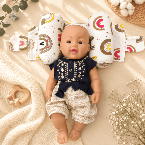 100% Cotton Baby Adjustable Head Support Pillow | Baby Neck Support Pillow | Newborn Head Shaping Pillow