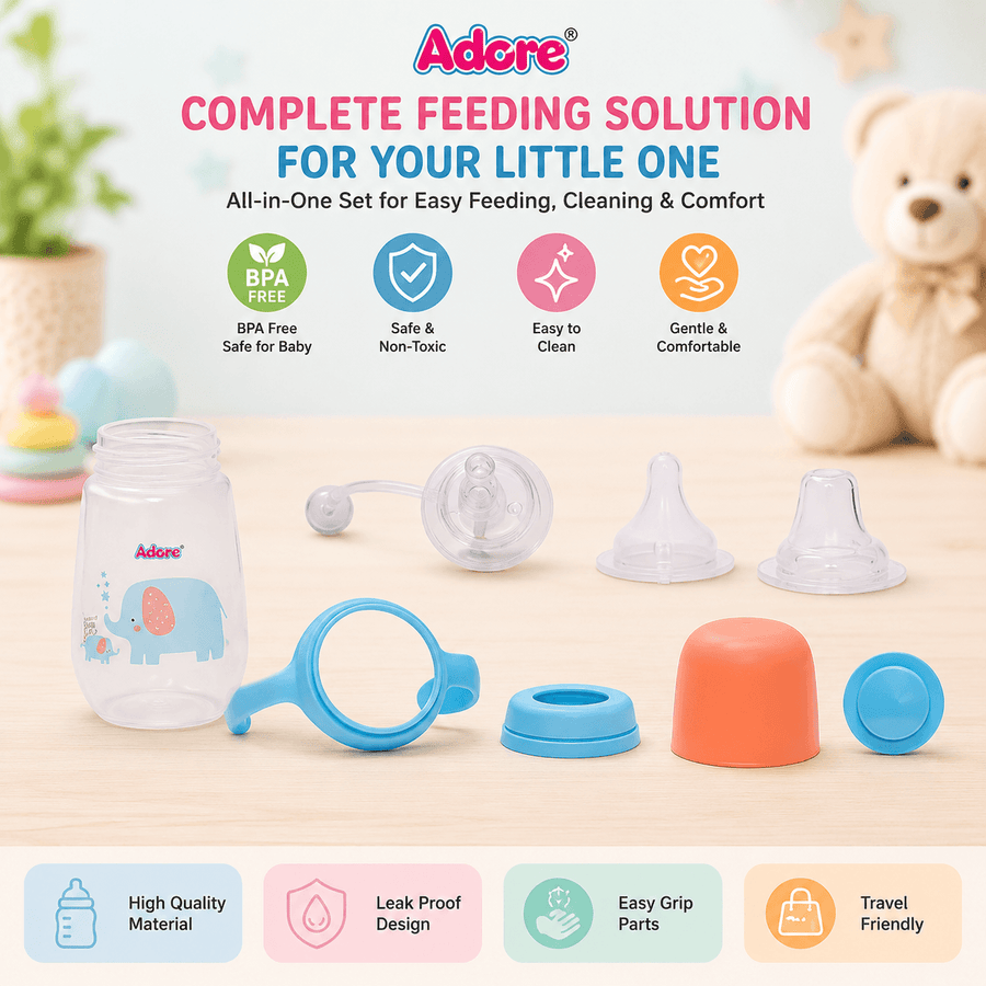 Adore Baby Feeding Sipper Bottle with Handle – Soft Silicone Spout