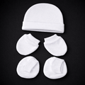Newborn Baby Clothing Set (4 Pcs) | White Romper, Cap, Mittens & Booties Combo
