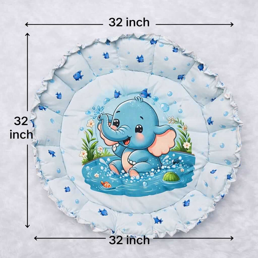 Cute Elephant Theme Newborn Baby Sleeping Lounger | Soft Baby Nest Bed with 1 Head Pillow And 1 Moon Pillow