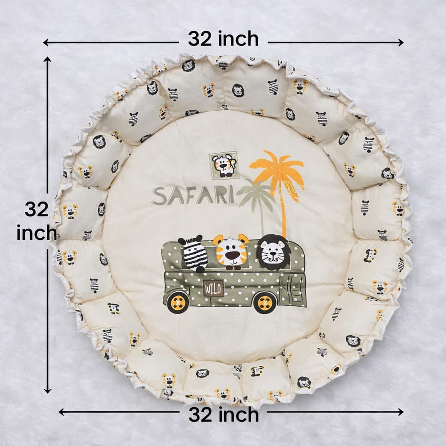 Cute Safari Theme Newborn Baby Sleeping Lounger | Soft Baby Nest Bed with 1 Head Pillow And 1 Moon Pillow