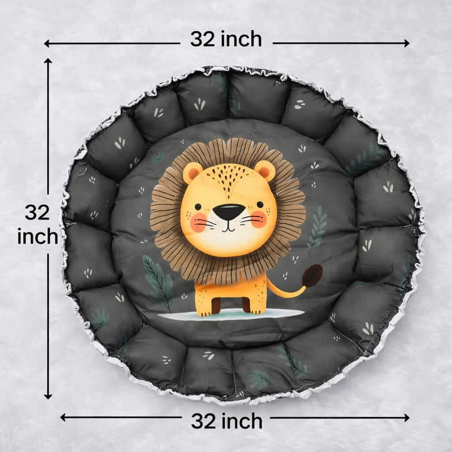 Cute Lion Theme Newborn Baby Sleeping Lounger | Soft Baby Nest Bed with 1 Head Pillow And 1 Moon Pillow