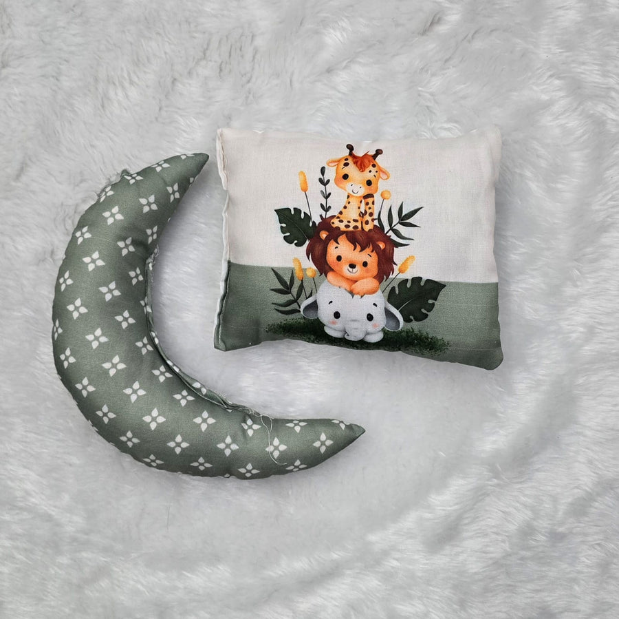 Cute Jungle Theme Newborn Lounger | Premium Baby Nest Bed with 1 Head Pillow And 1 Moon Pillow