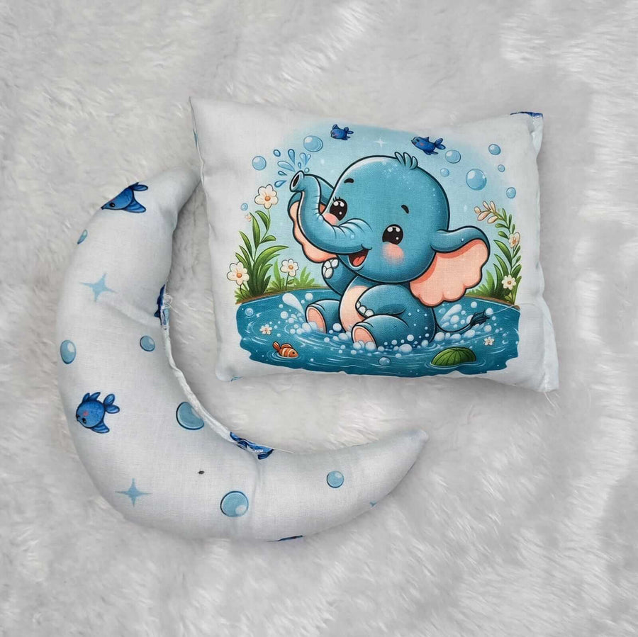 Cute Elephant Theme Newborn Baby Sleeping Lounger | Soft Baby Nest Bed with 1 Head Pillow And 1 Moon Pillow