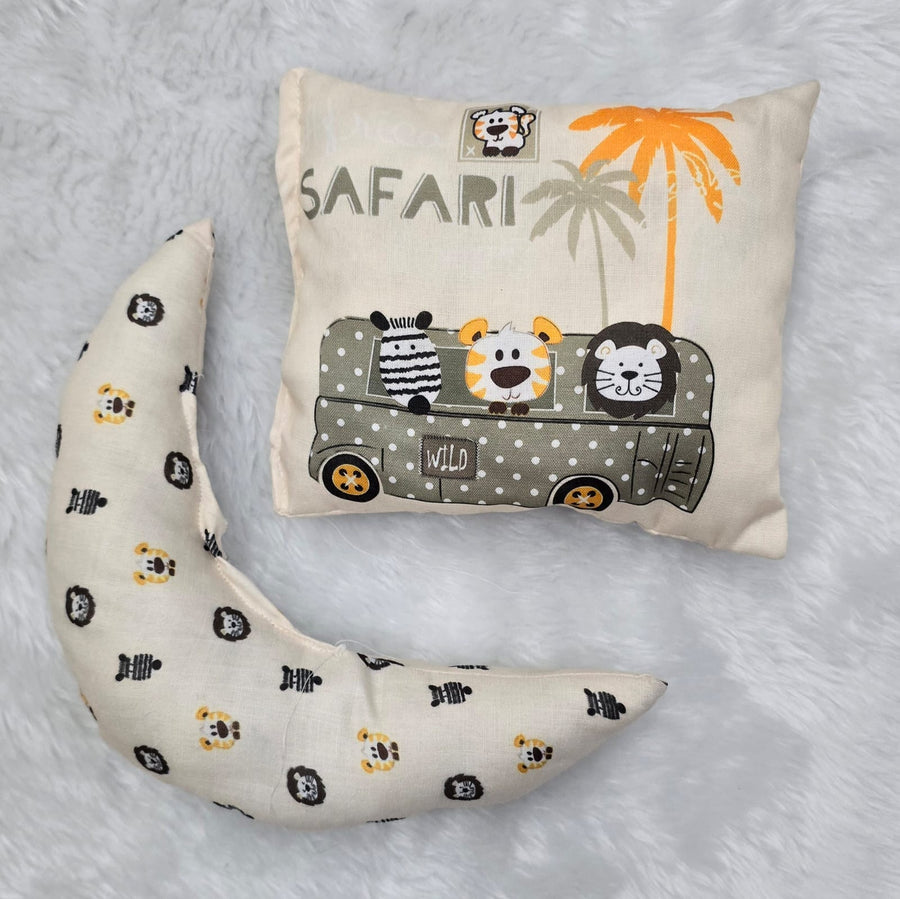 Cute Safari Theme Newborn Baby Sleeping Lounger | Soft Baby Nest Bed with 1 Head Pillow And 1 Moon Pillow