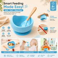 Silicone Baby Suction Bowl with Wooden Handle Spoon | BPA Free Feeding Bowl for Babies & Toddlers