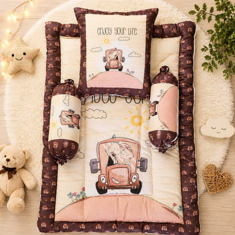 Baby Bedding Set with Pillow & Side Bolsters | Soft & Comfortable Sleeping Nest for Baby
