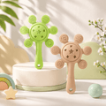 Multicolor Silicone Rattle Teether for Babies | Soft BPA Free Teething Toy with Rattle Sound
