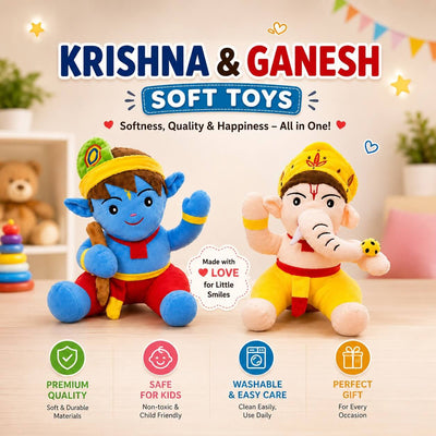 Baby Krishna & Ganesha Soft Toy | Ultra Soft Plush Toy for Kids