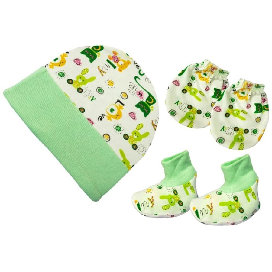 Cotton Mitten And Cap Set For Kids Pack Of 4 (Multicolor)